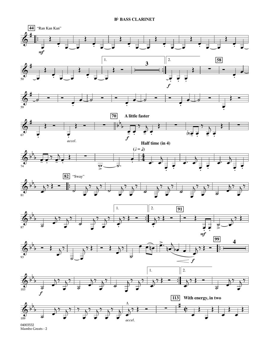 Mambo Greats - Bb Bass Clarinet Concert Band scores gallery preview page 2