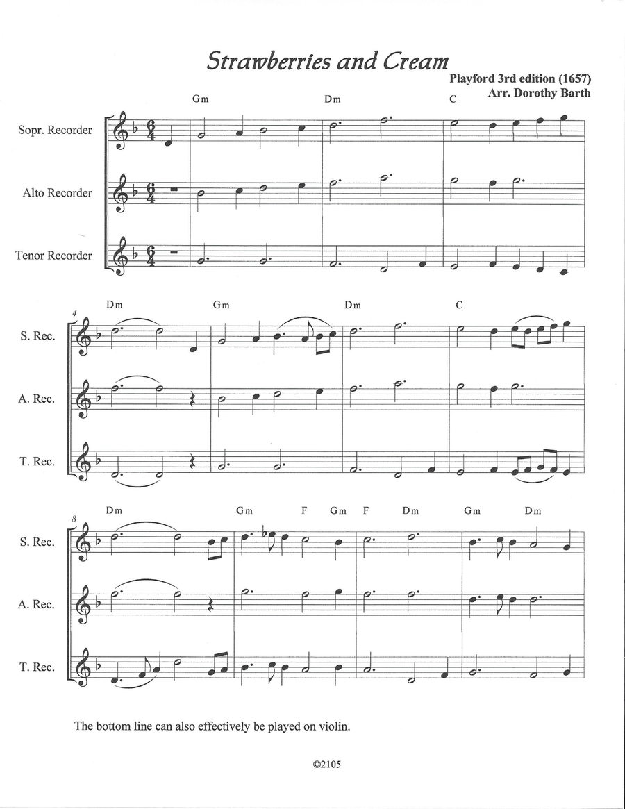 Playford Trios: Strawberries and Cream Recorder scores gallery preview page 2