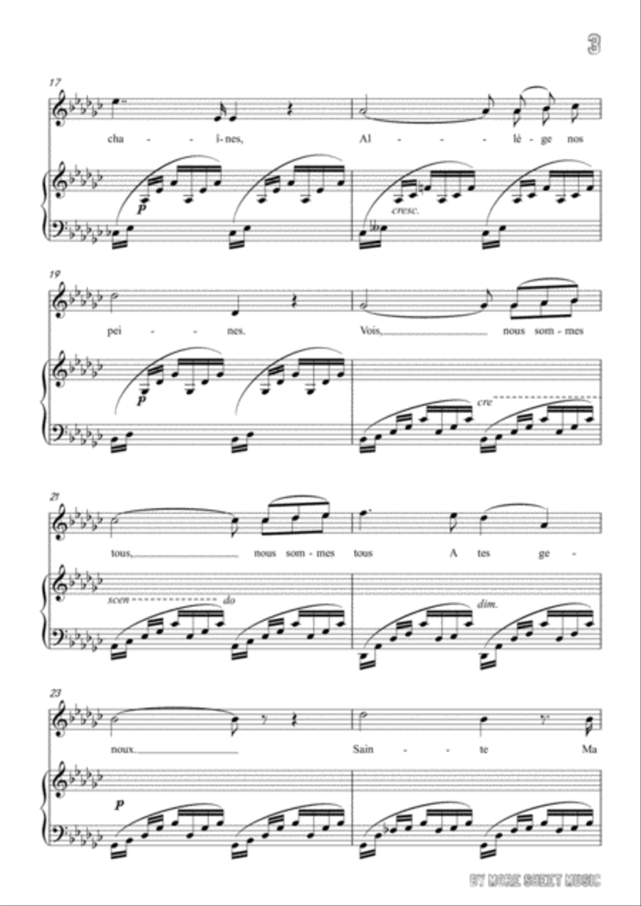 Gounod-Ave Maria in G flat Major,for Voice and Piano Voice Solo scores gallery preview page 5