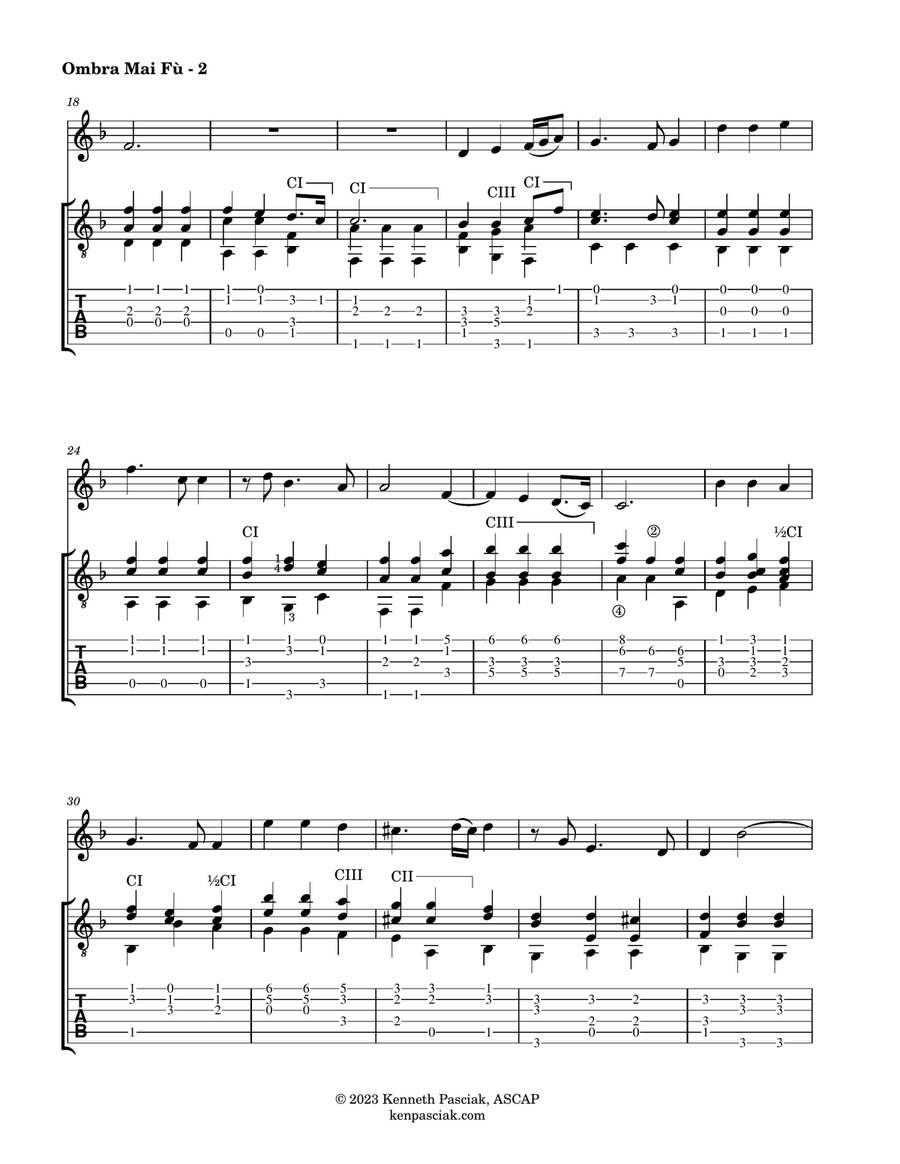 Ombra Mai Fu (for Flute or Violin & Guitar) Flute scores gallery preview page 4