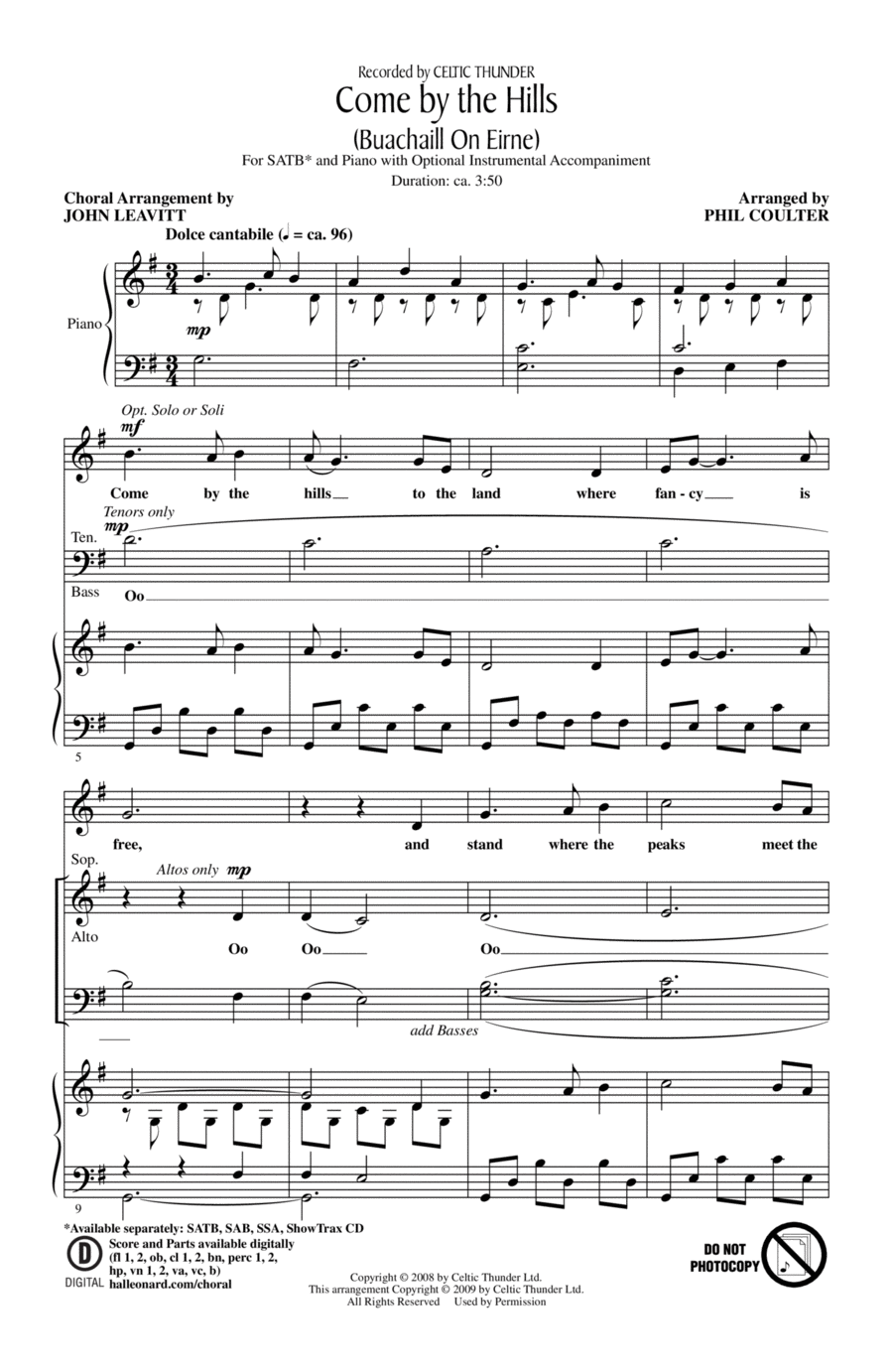Come By The Hills (Buachaill On Eirne) 4-Part scores gallery preview page 1
