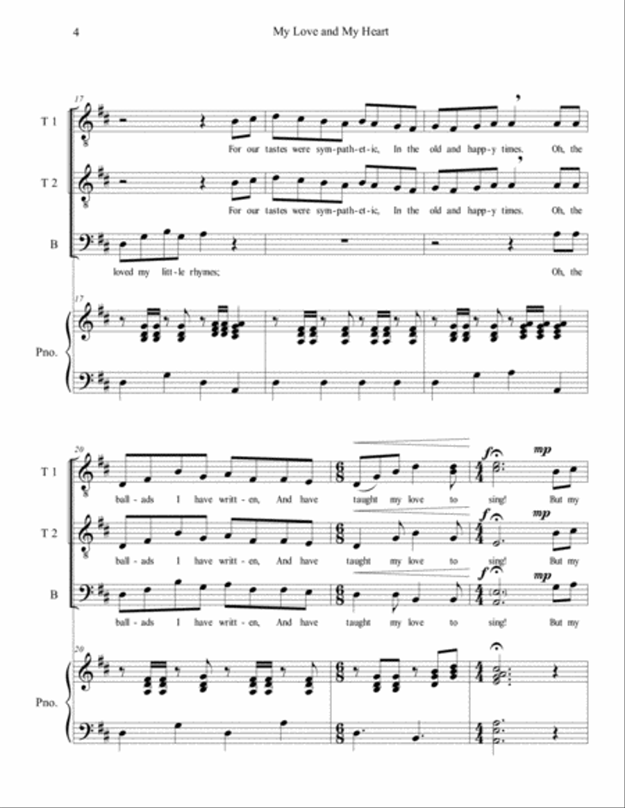 My Love and My Heart - TTB and Piano TTBB scores gallery preview page 4