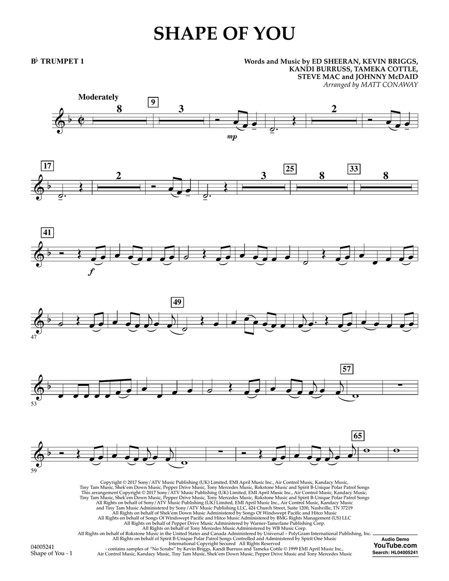 Shape of You - Bb Trumpet 1 B-Flat Trumpet scores gallery preview page 1