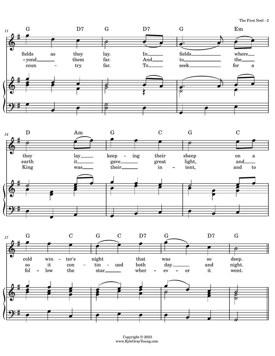 The First Noel (piano & voice, key of G) Piano, Vocal scores gallery preview page 2