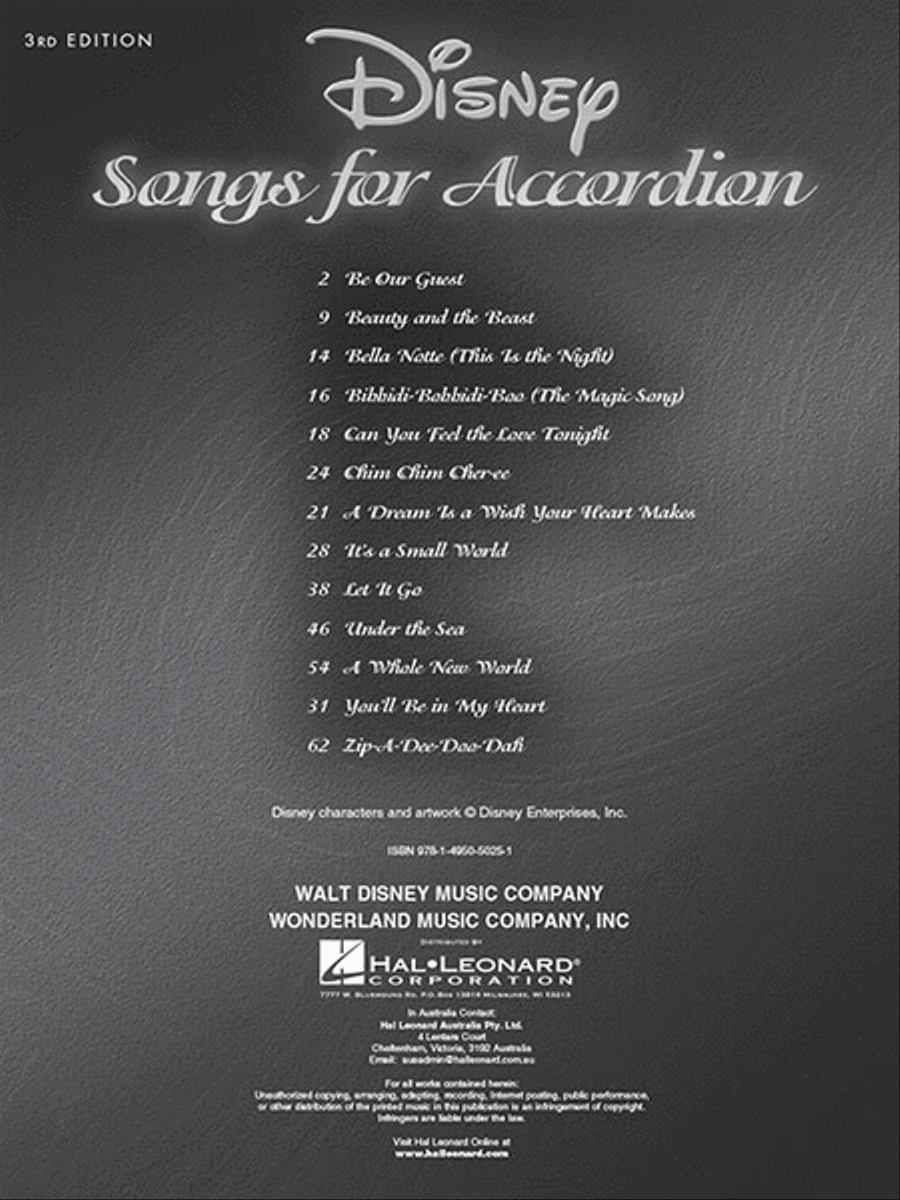 Disney Songs for Accordion – 3rd Edition Accordion scores gallery preview page 3