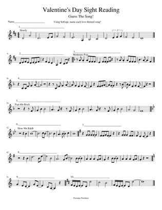 Valentine's Day Choral Activity/Game Sight Singing