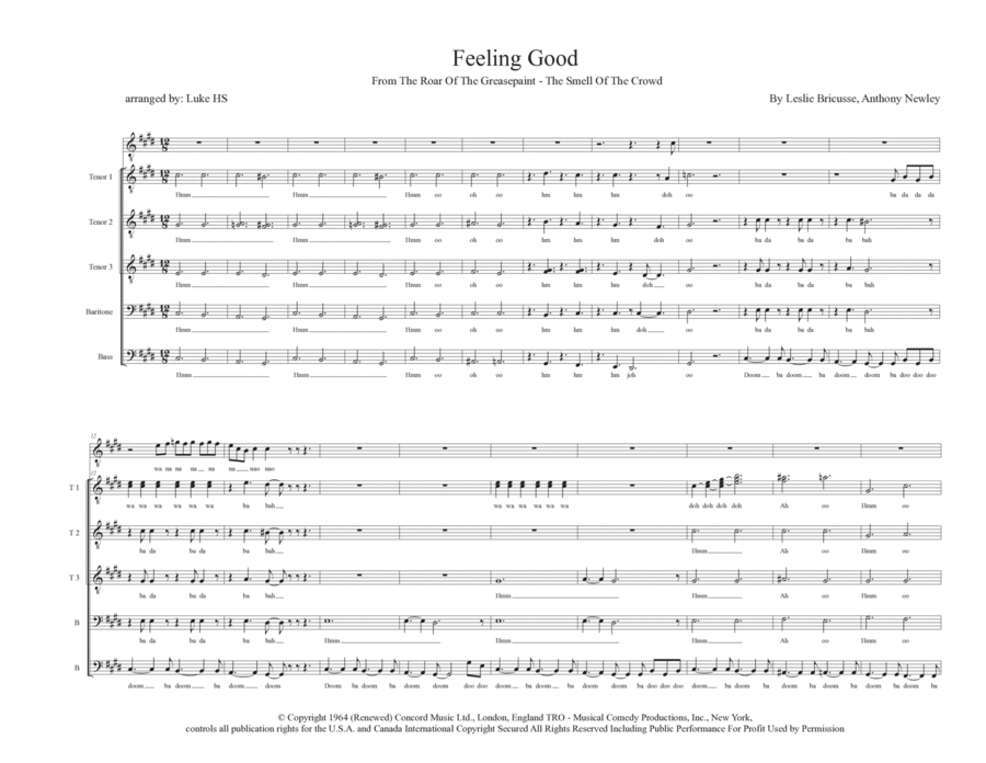 Feeling Good TTBB scores gallery preview page 1
