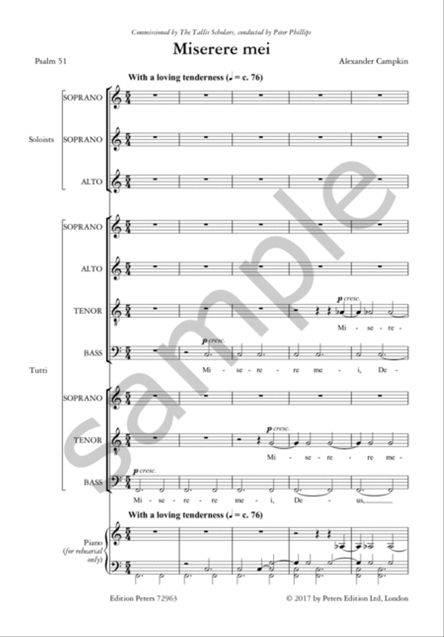 Miserere mei for SSA Soli and Double Choir (SATB-STB) STB scores gallery preview page 4