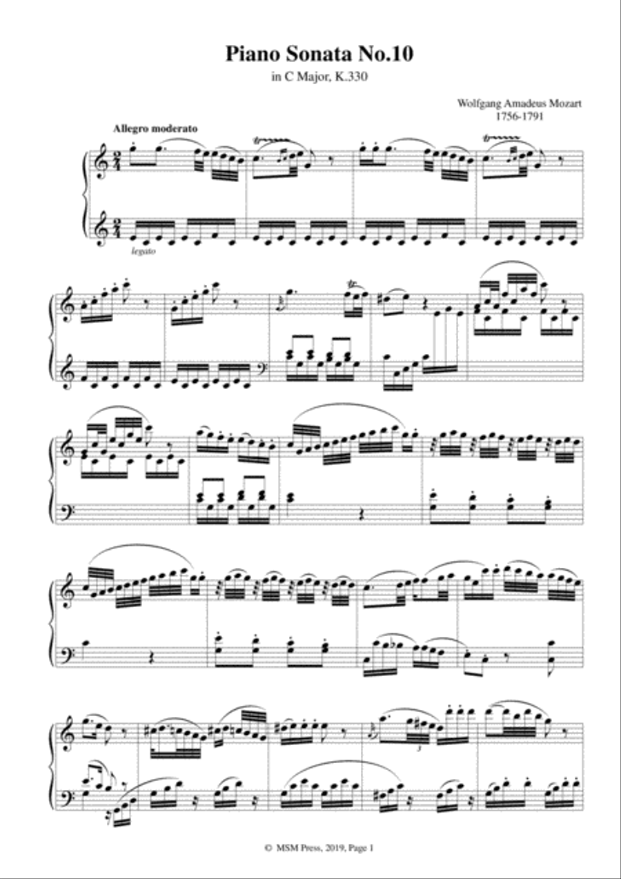 Mozart-Piano Sonata No.10 in C Major,K.330 Piano Solo scores gallery preview page 3