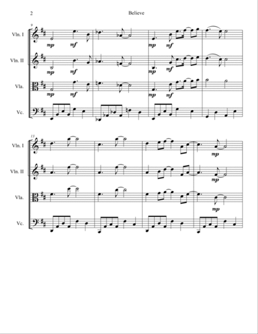 Believe String Quartet scores gallery preview page 2