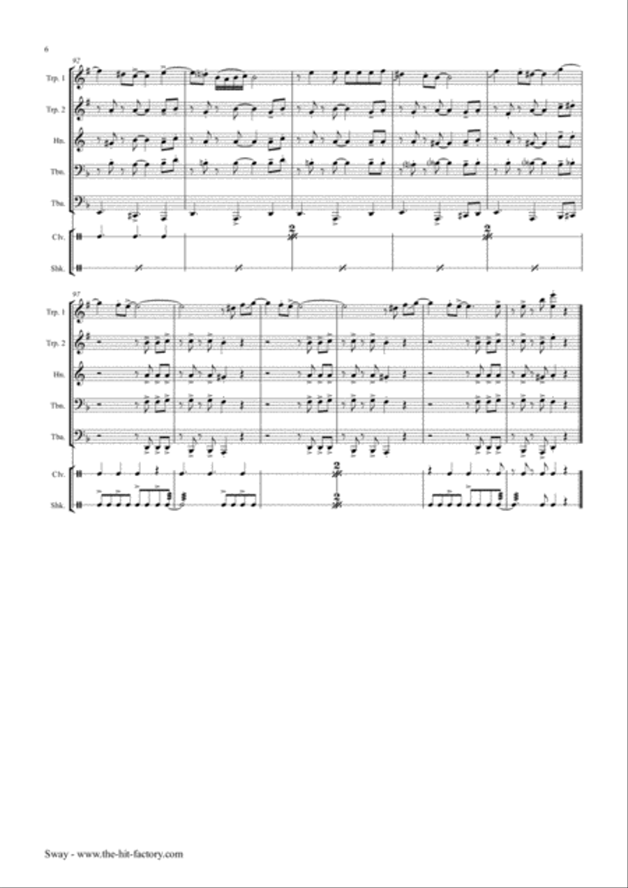 Sway (Quien Sera) Euphonium scores gallery preview page 6