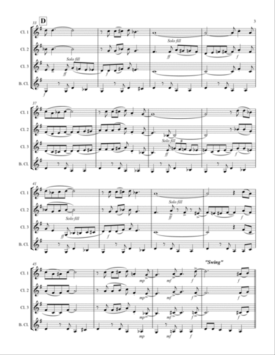 St. Louis Blues (for Clarinet Quartet) St. Louis Blues (for Clarinet Quartet) Clarinet Quartet scores gallery preview page 4