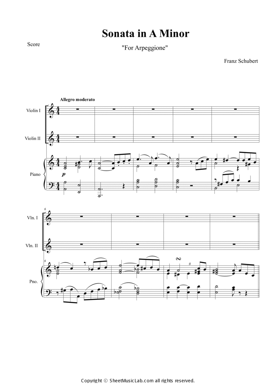Sonata per Arpeggione, D.821 Piano Trio scores gallery preview page 1