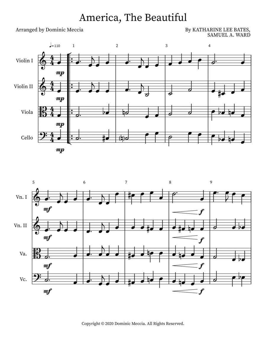 America, The Beautiful America, The Beautiful Small Ensemble scores gallery preview page 1