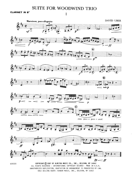 Suite For Woodwind Trio (Opus 46) - Clarinet