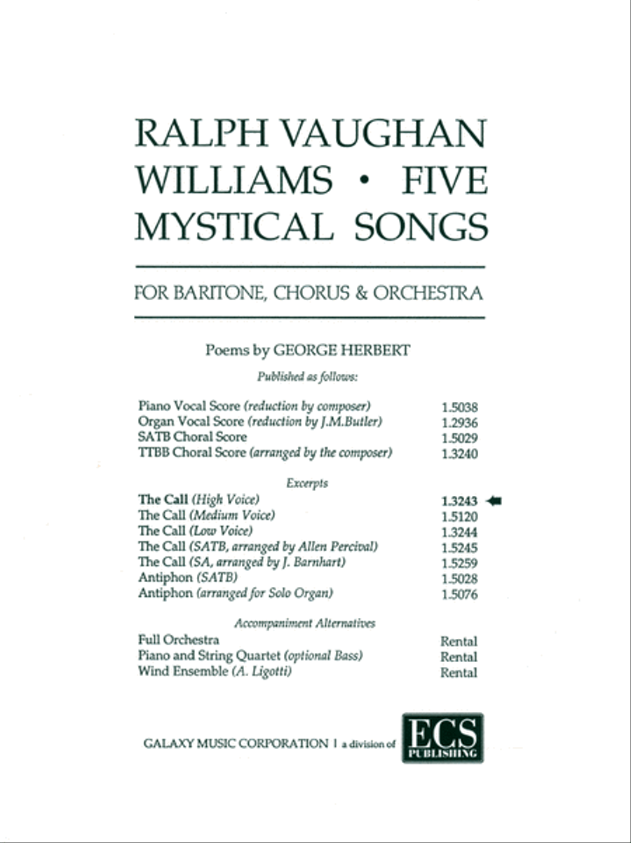 Ralph Vaughan Williams: Five Mystical Songs: 1. The Call (Excerpt)