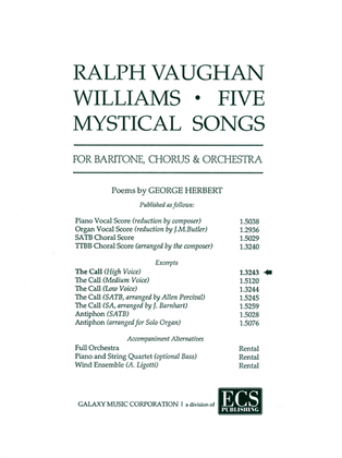 Book cover for Five Mystical Songs: 1. The Call