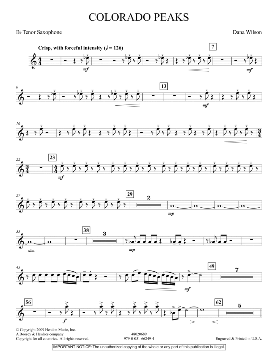 Colorado Peaks - Bb Tenor Saxophone Concert Band scores gallery preview page 1