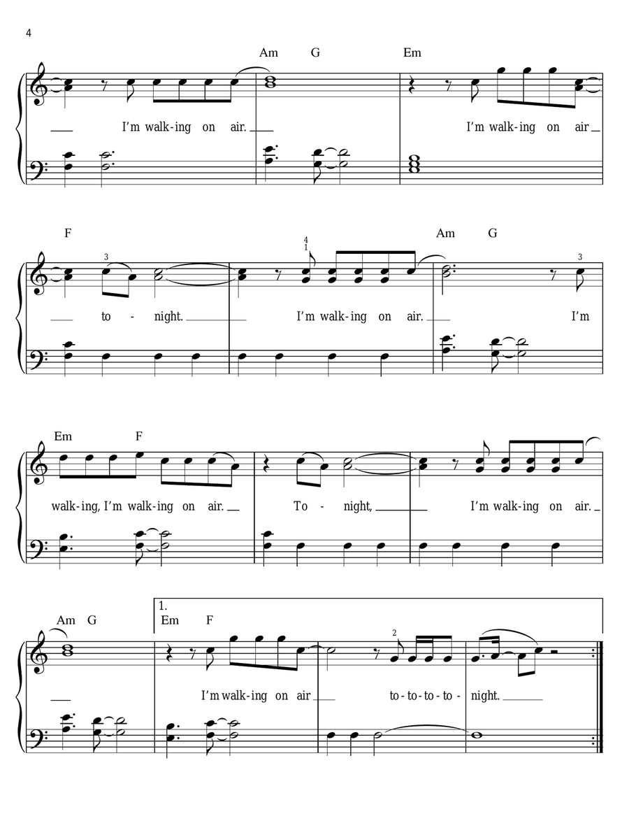 Walking On Air Easy Piano scores gallery preview page 4