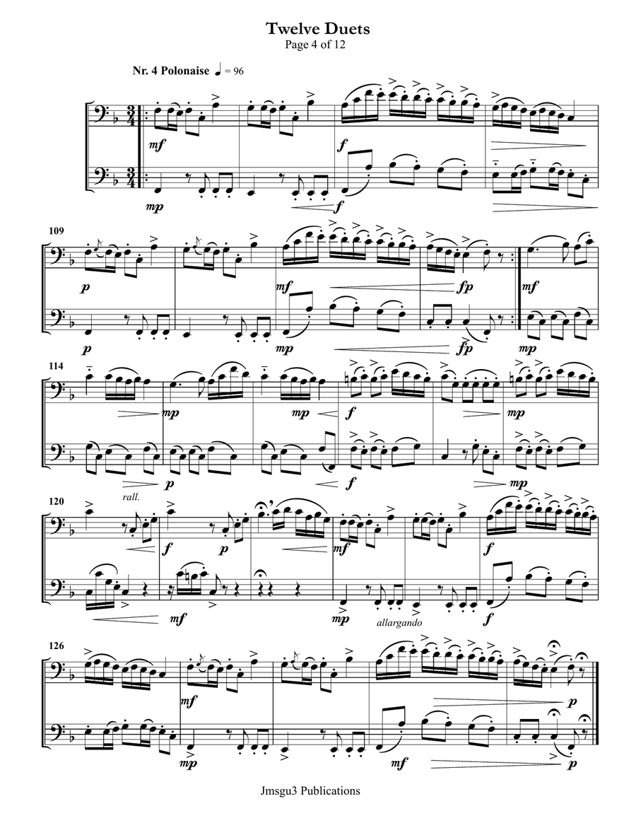 Mozart: Twelve Duets K. 487 for Bassoon Duo Woodwind Duet scores gallery preview page 4