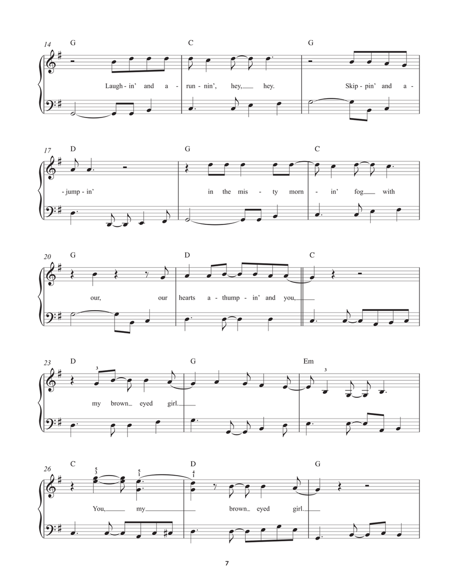 Brown Eyed Girl Easy Piano scores gallery preview page 2