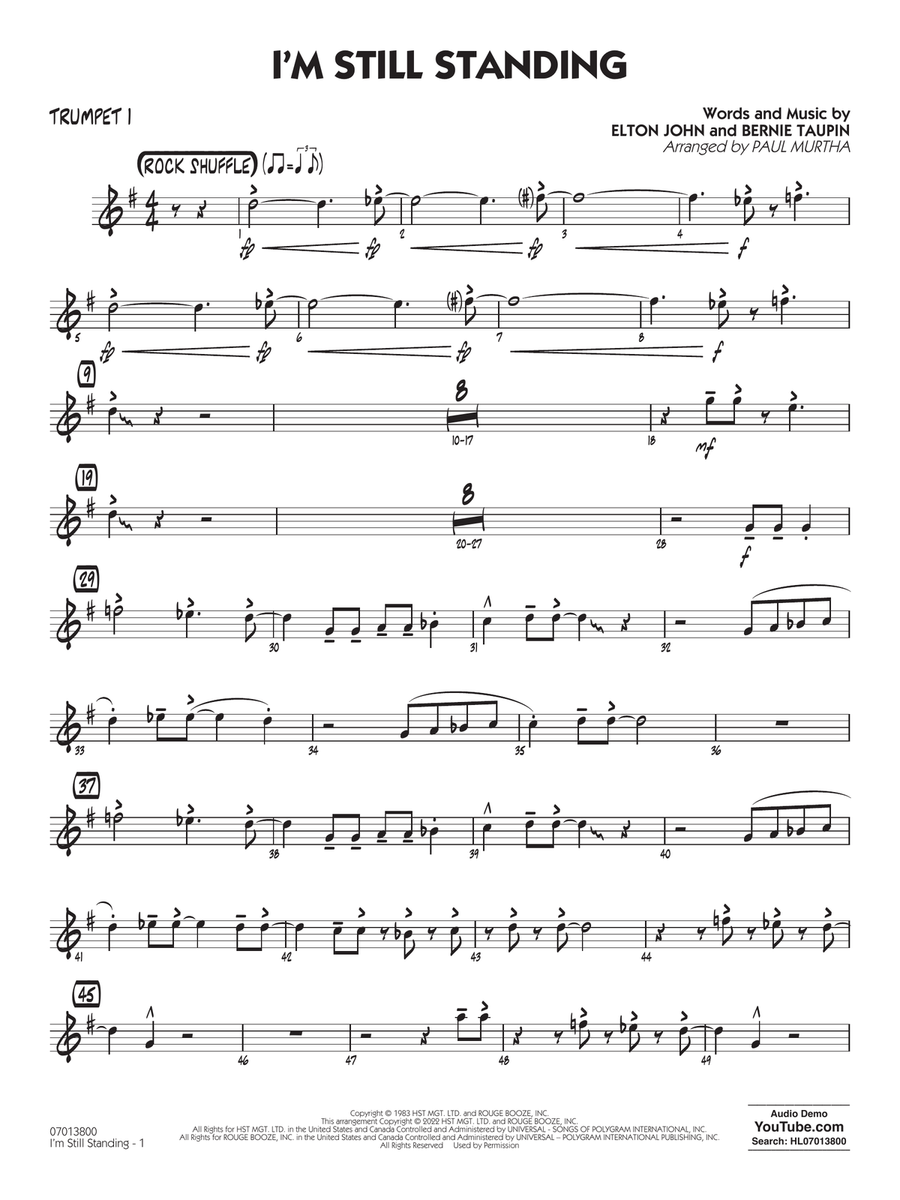 I'm Still Standing (arr. Paul Murtha) - Trumpet 1
