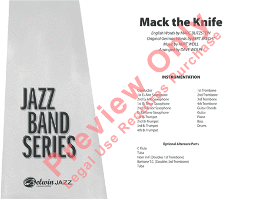 Mack the Knife (from The Threepenny Opera) Jazz Ensemble scores gallery preview page 2