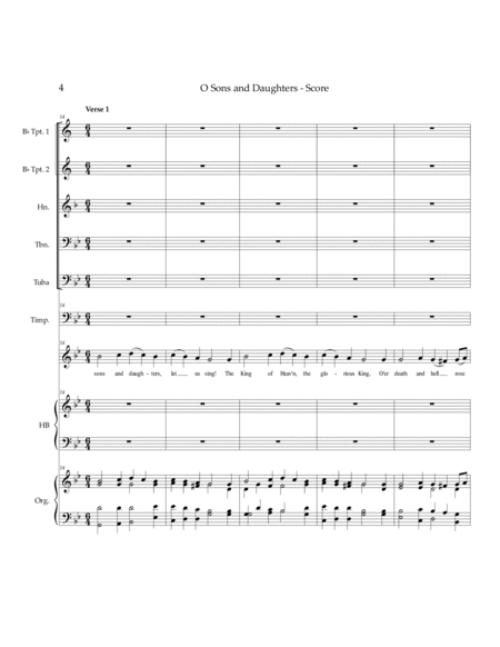 O Sons and Daughters - unison voices, organ, handbells, brass, timpani image number null