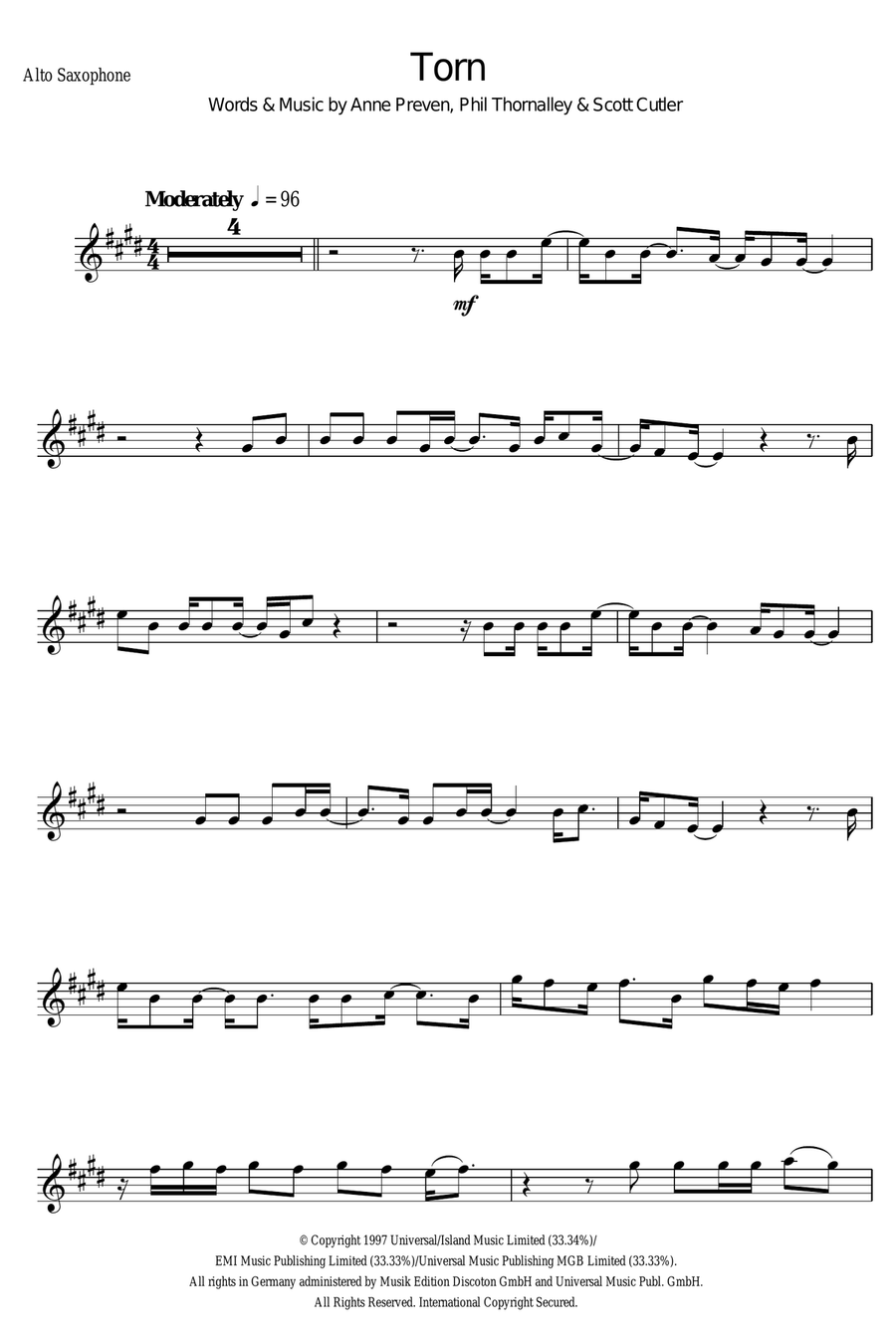 Torn Torn Alto Saxophone scores gallery preview page 1