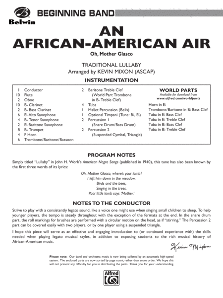 An African-American Air: Score