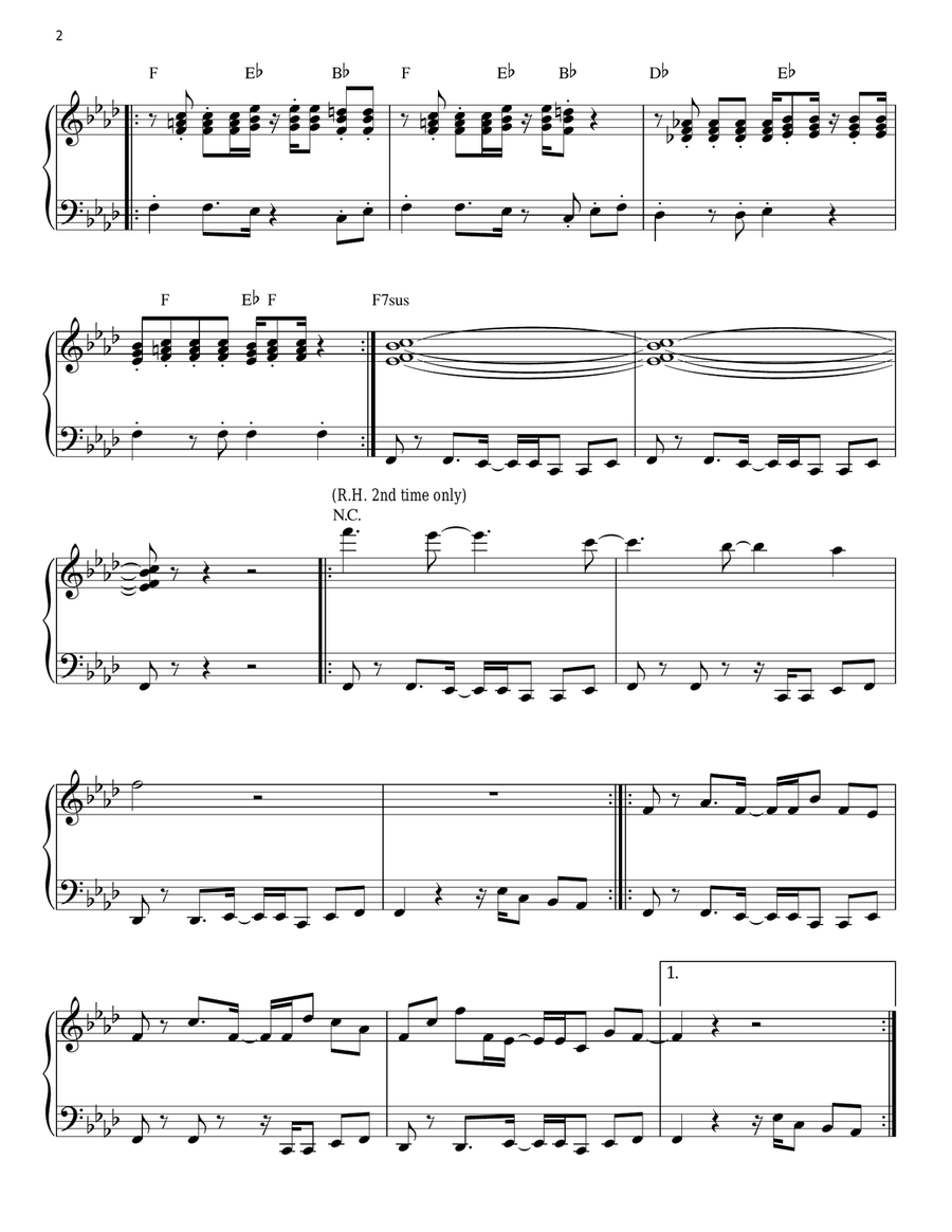 Axel F Piano Solo scores gallery preview page 2