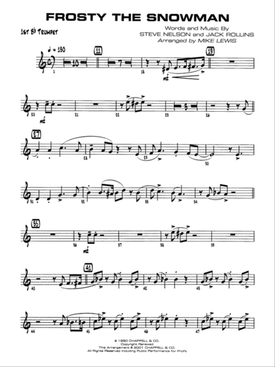 Frosty the Snowman: 1st B-flat Trumpet Jazz Ensemble scores gallery preview page 1