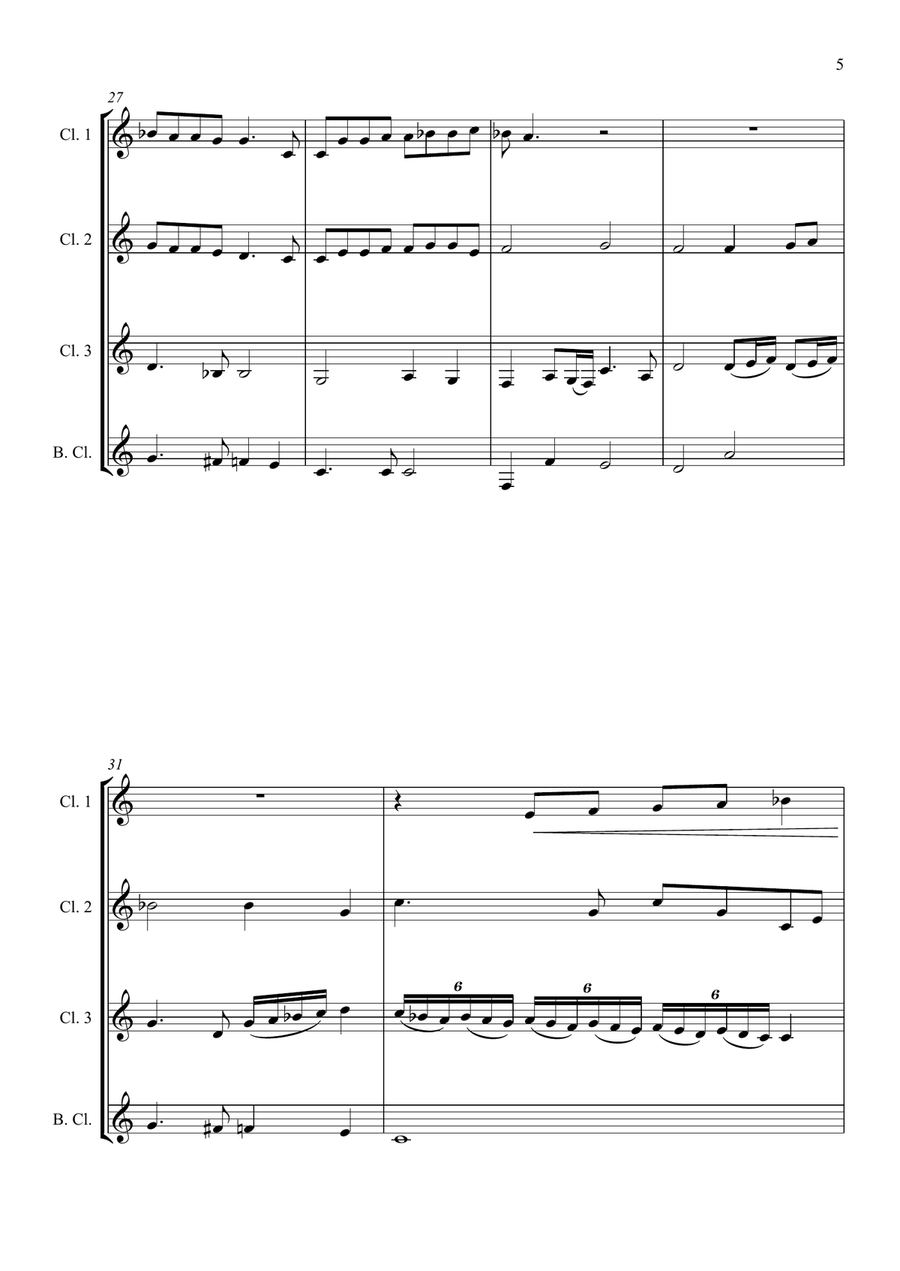 Bohemian Rhapsody Clarinet Quartet scores gallery preview page 5