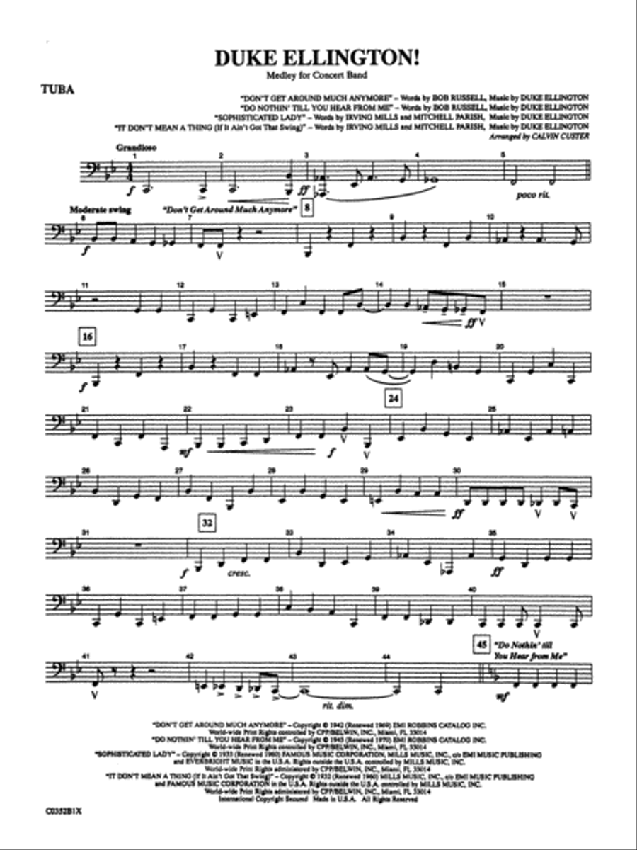 Duke Ellington! (Medley for Concert Band): Tuba Concert Band scores gallery preview page 1