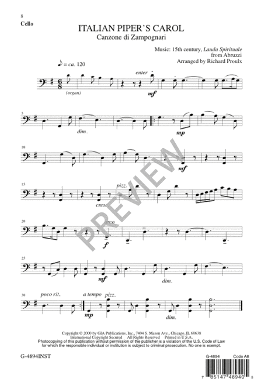 Italian Piper's Carol 2-Part scores gallery preview page 8