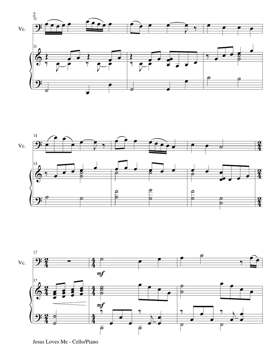 JESUS LOVES ME (Duet – Cello and Piano/Score and Parts) Piano scores gallery preview page 2
