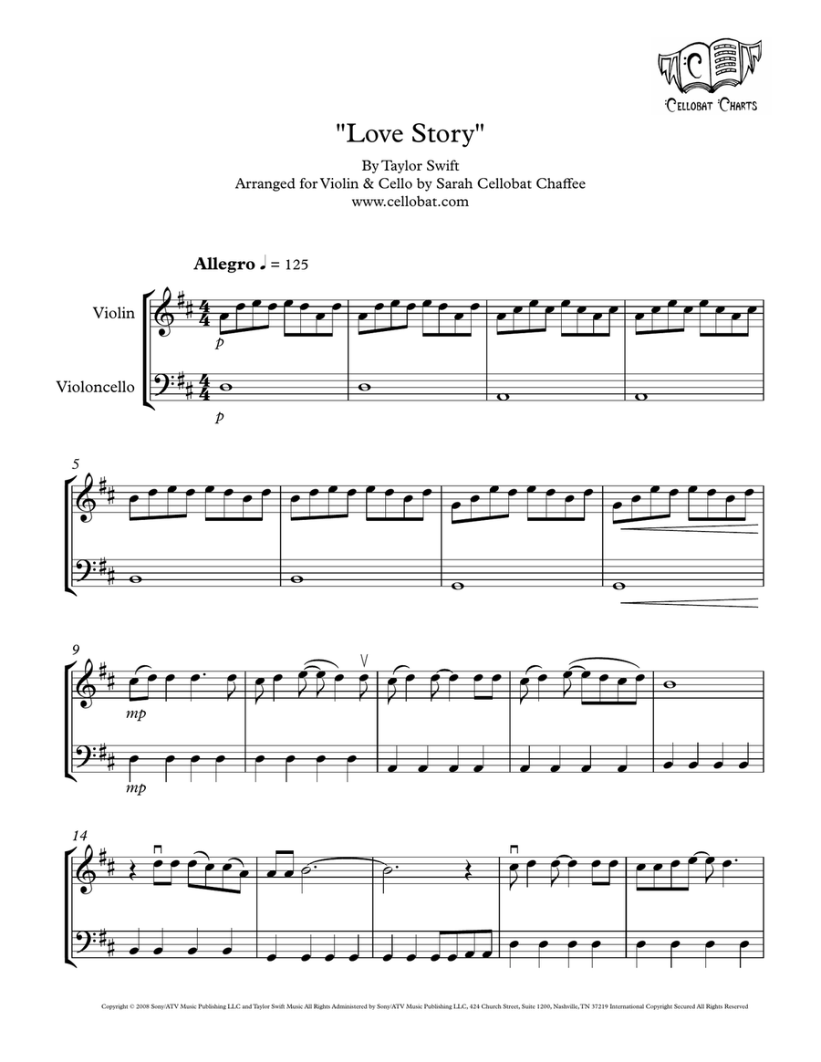 Love Story by Taylor Swift String Duet - Digital Sheet Music
