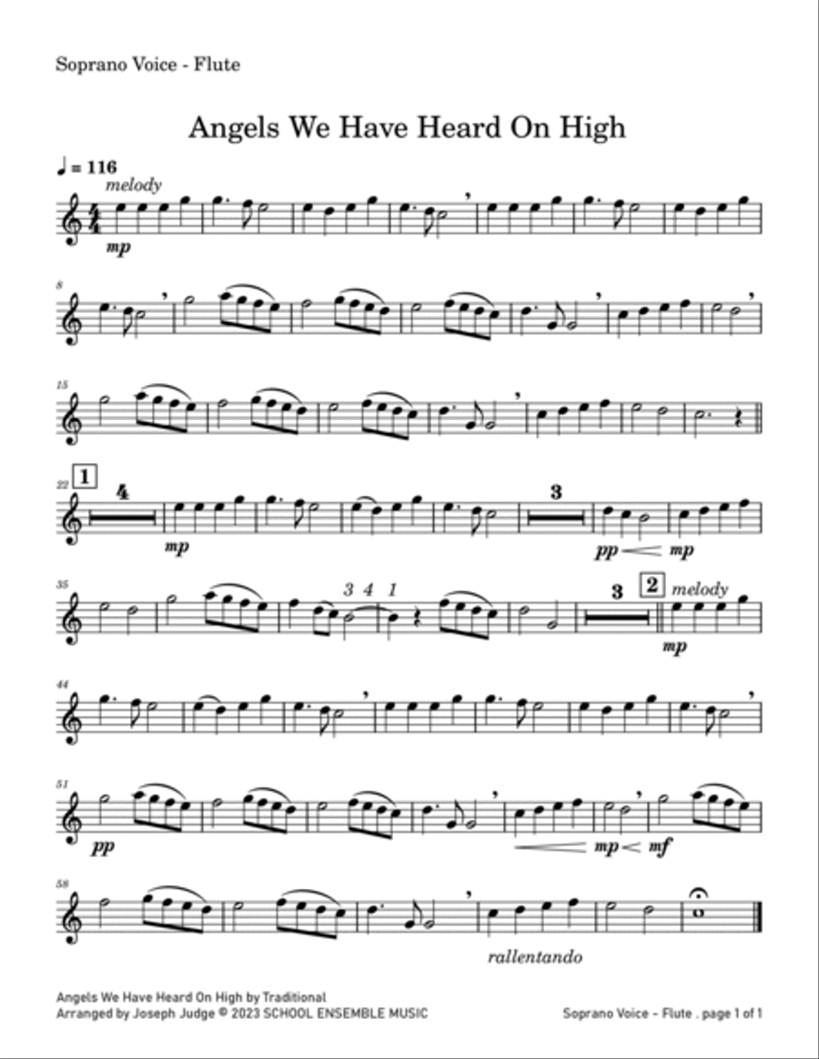 Angels We Have Heard On High for Woodwind Quartet in Schools Woodwind Quartet scores gallery preview page 5