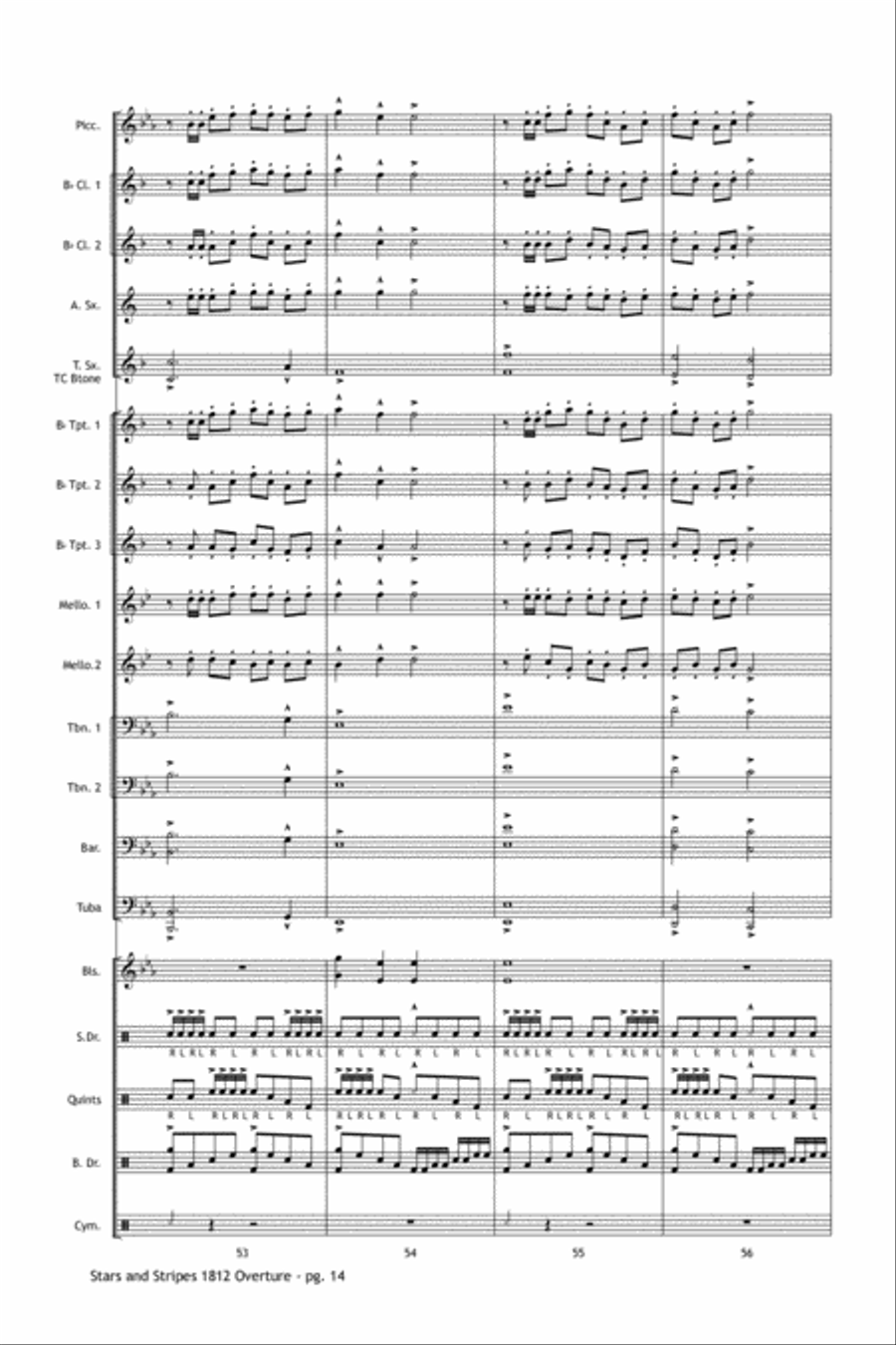Stars and Stripes 1812 Overture Marching Band scores gallery preview page 15