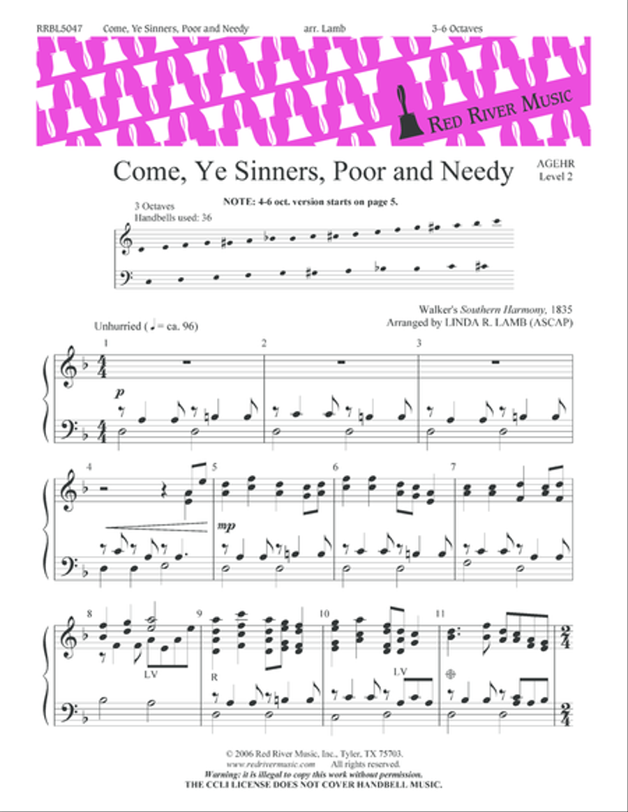 Come Ye Sinners Poor and Needy 5-Octaves scores gallery preview page 1