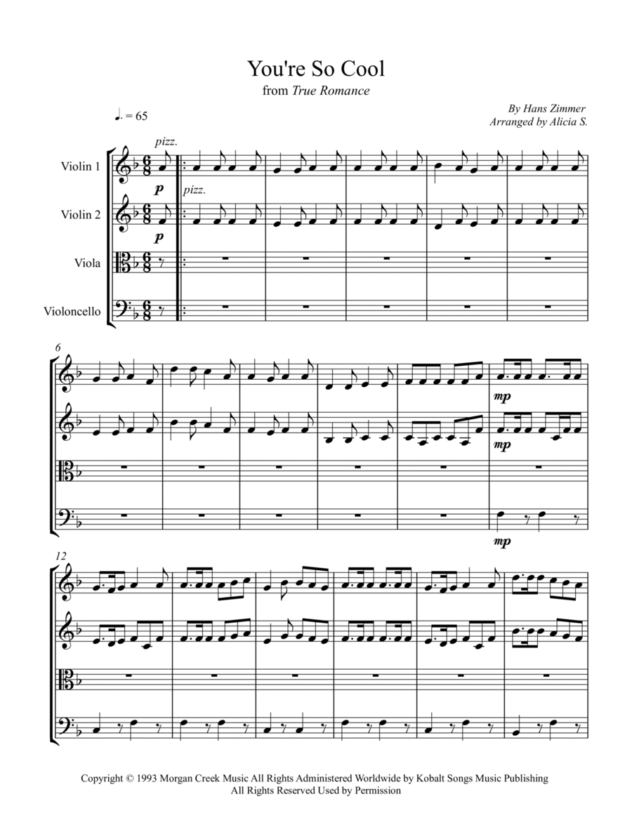 You're So Cool String Quartet scores gallery preview page 1