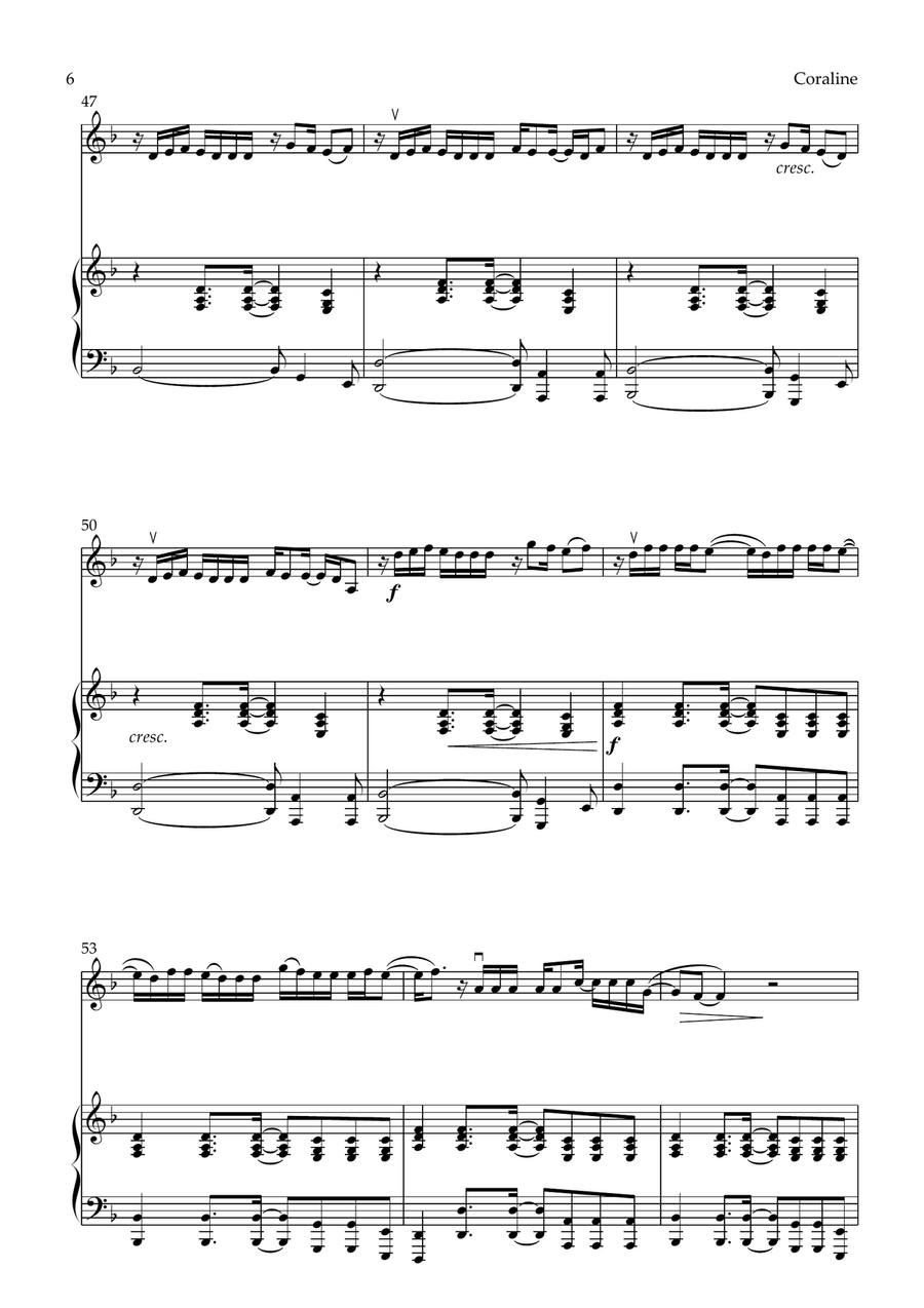 Coraline Violin Solo scores gallery preview page 6