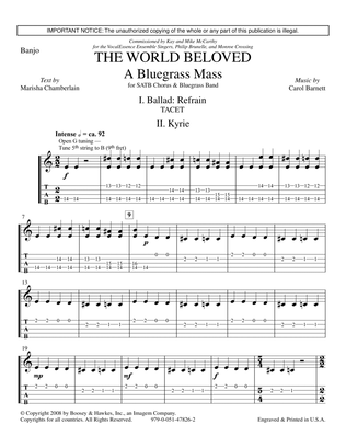 Book cover for The World Beloved: A Bluegrass Mass - Banjo
