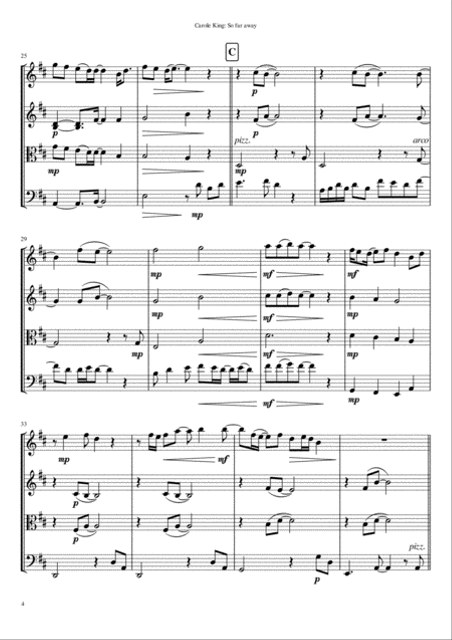 So Far Away String Quartet scores gallery preview page 4