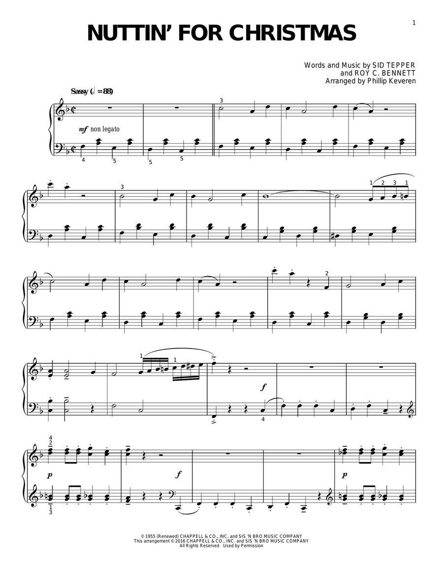 Nuttin' For Christmas (arr. Phillip Keveren) Piano Solo scores gallery preview page 1