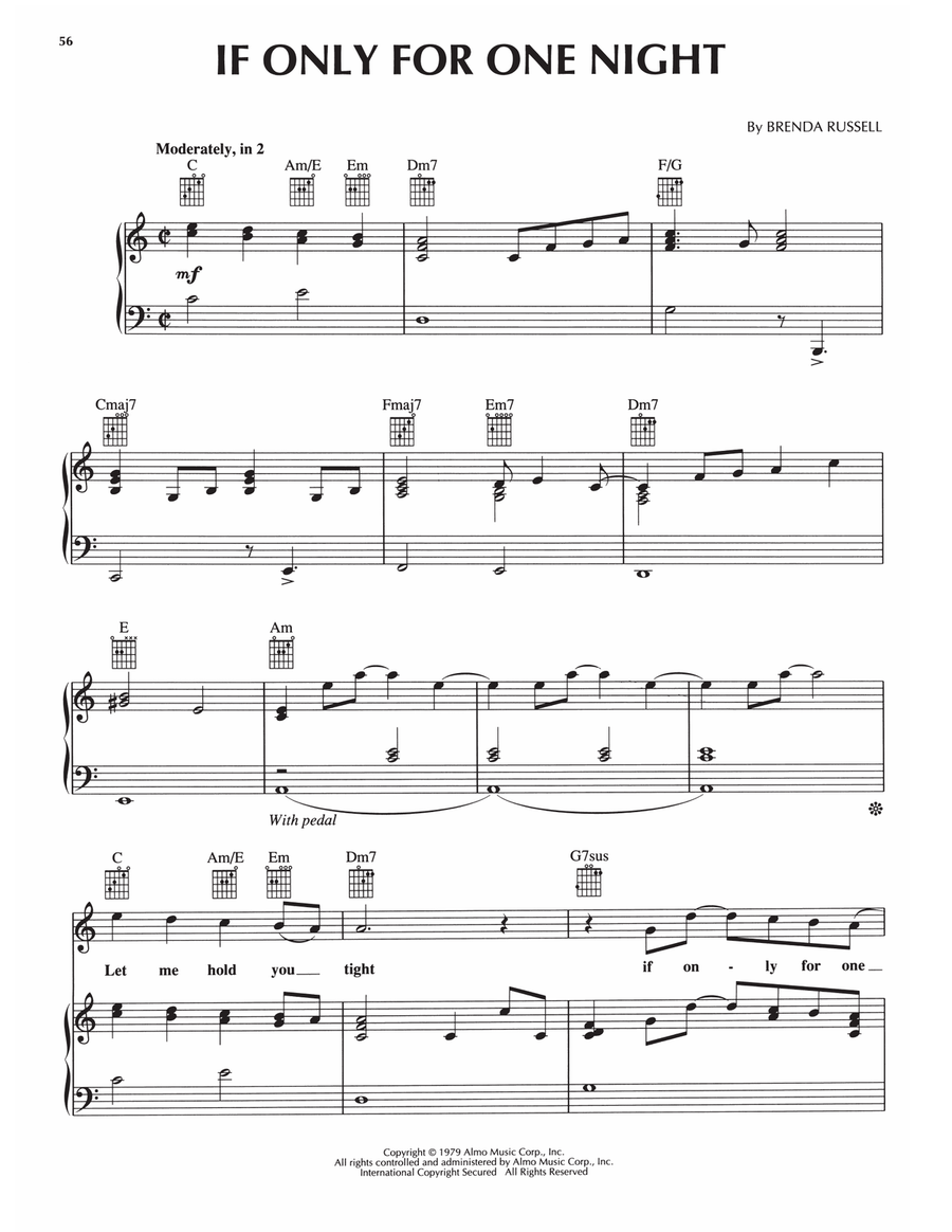 If Only For One Night Piano, Vocal, Guitar scores gallery preview page 1