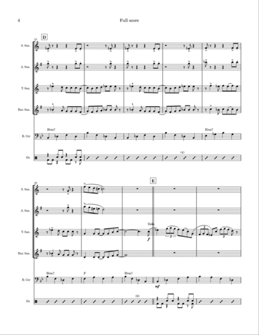 Hawaiian War Chant (ta-hu-wa-hu-wai) Saxophone Quartet scores gallery preview page 4