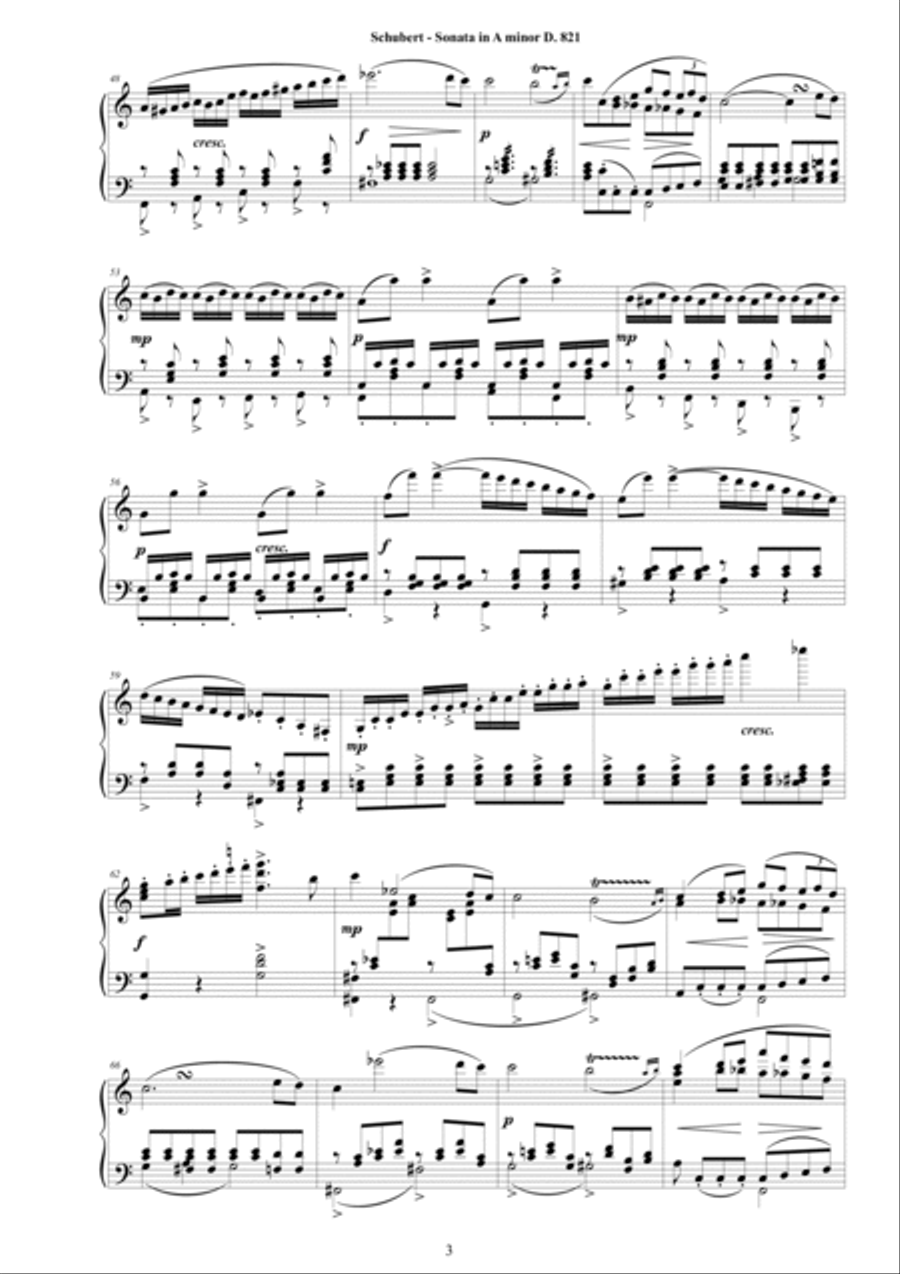 Schubert F - Arpeggione Sonata in A minor D.821 - Piano version Piano Solo scores gallery preview page 3
