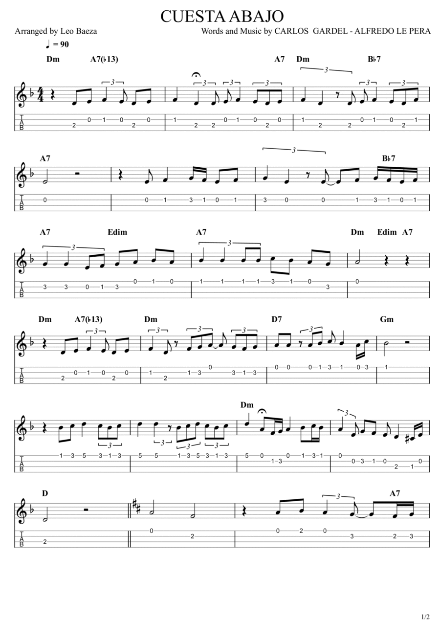 CUESTA ABAJO Ukulele scores gallery preview page 1