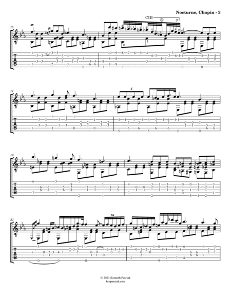 Nocturne in E Flat by Chopin (for Solo Guitar) by Frederic Chopin Acoustic Guitar - Digital Sheet Music
